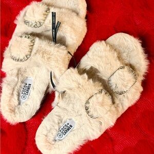 Coco + Carmen Plush Cream Slippers